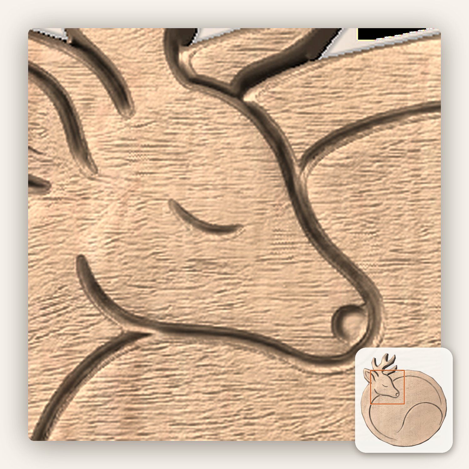 Sleeping Deer Forest Wildlife CNC Relief STL bas-relief STL — view 6