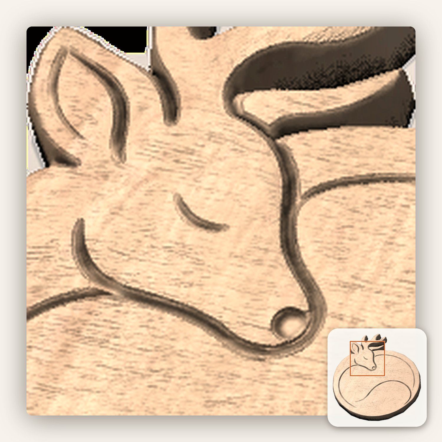 Sleeping Deer Forest Wildlife CNC Relief STL bas-relief STL — view 8