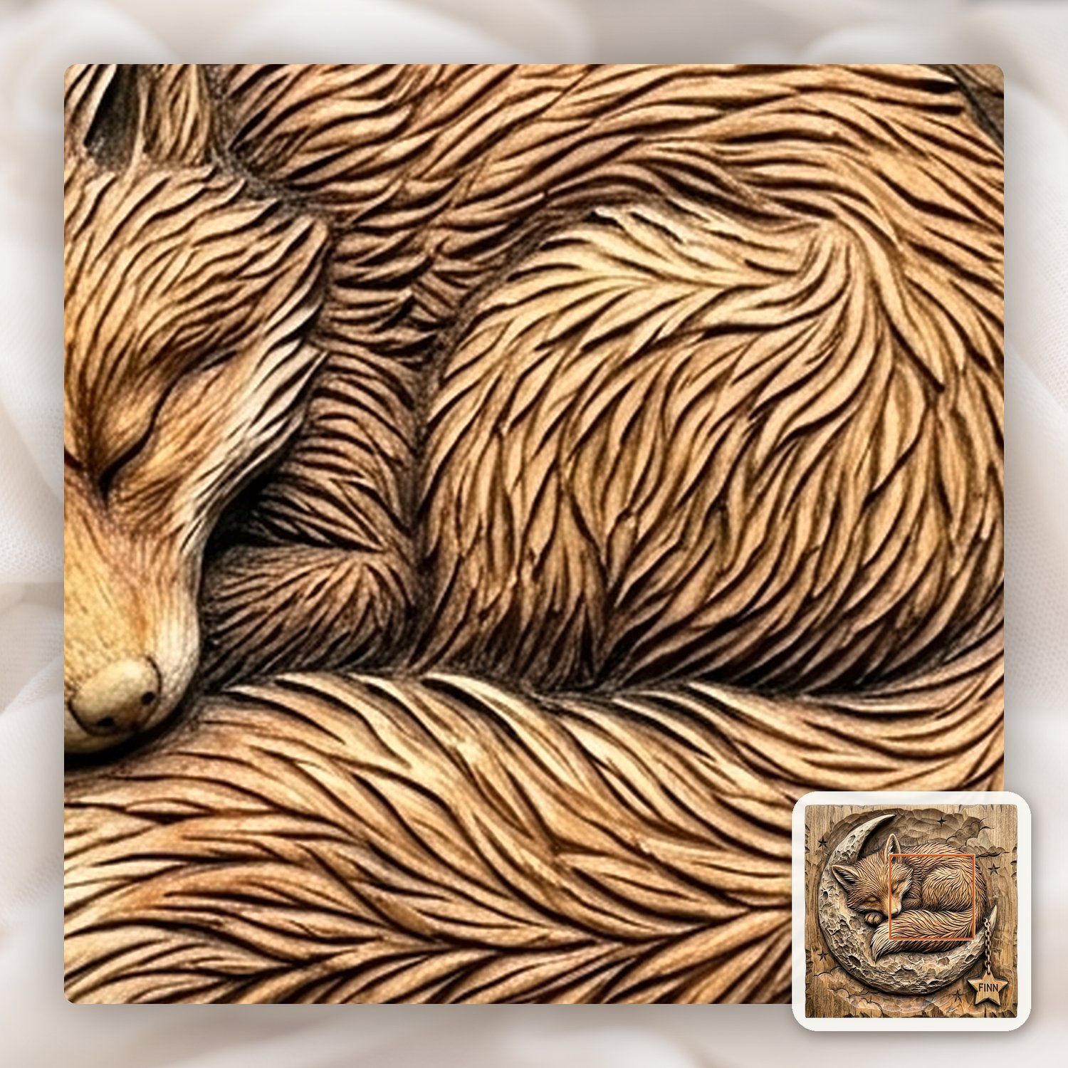 Sleeping Fox Moon Nursery Decor CNC Relief STL bas-relief STL — view 11