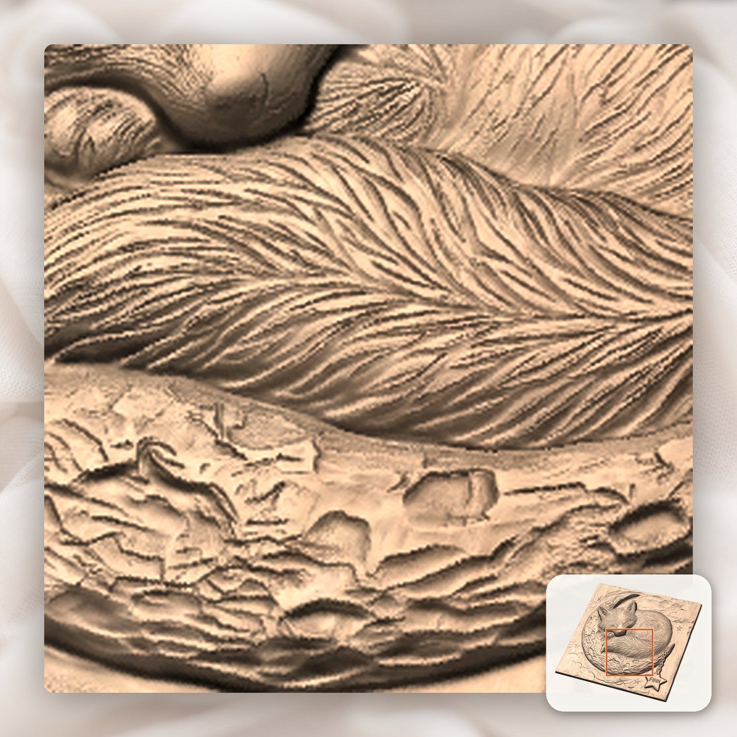 Sleeping Fox Moon Nursery Decor CNC Relief STL bas-relief STL — view 9