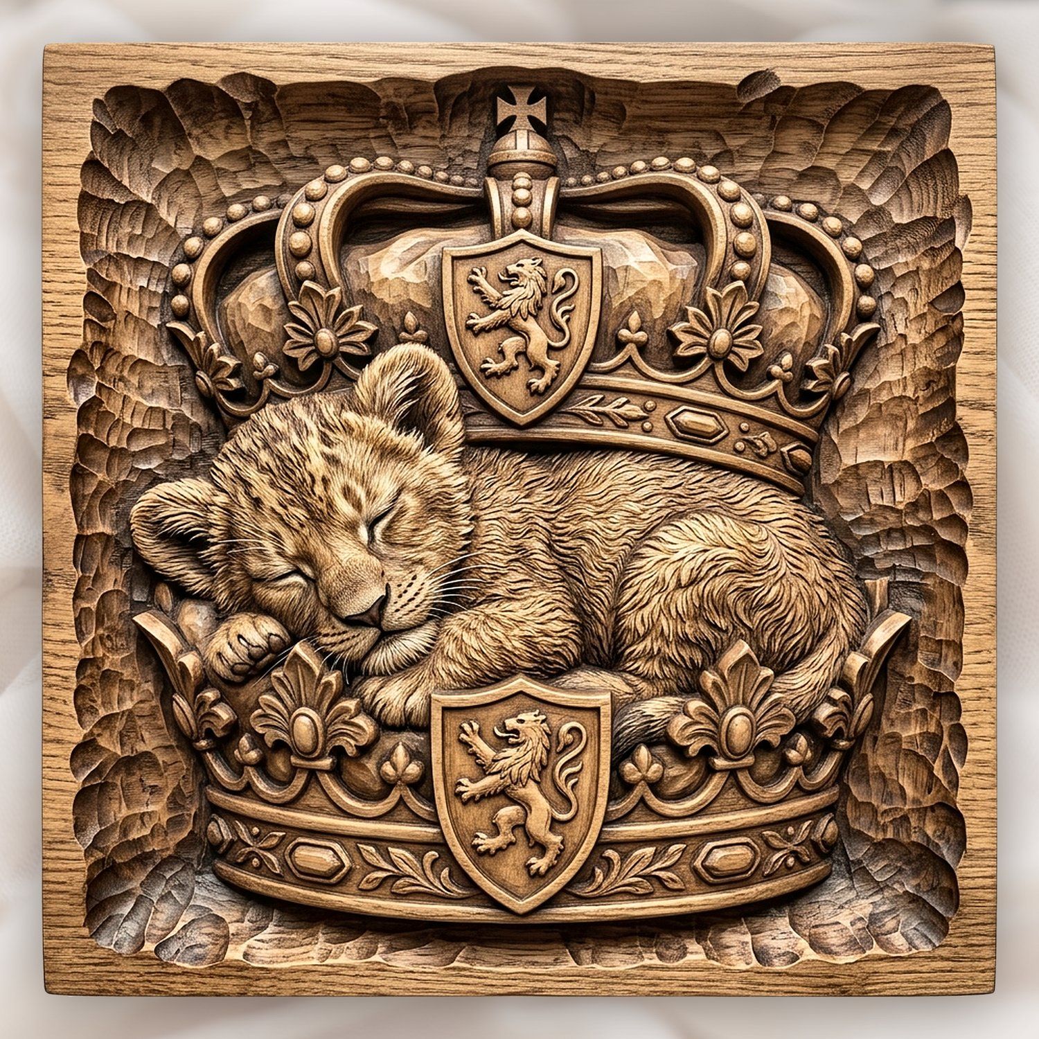 Jesus Sleeping Lion Cub Royal Crown CNC Relief STL bas-relief STL design