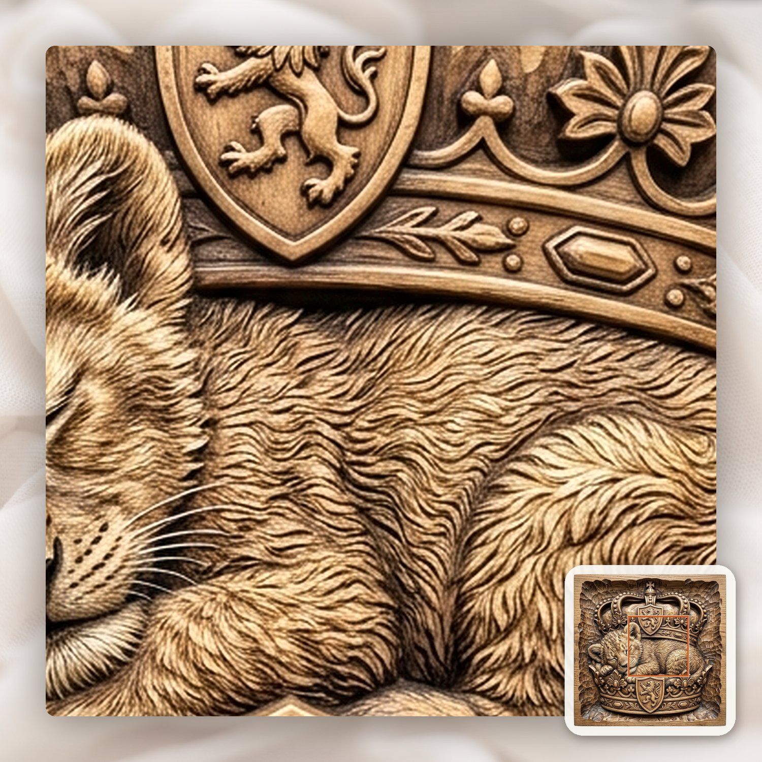 Jesus Sleeping Lion Cub Royal Crown CNC Relief STL bas-relief STL — view 11