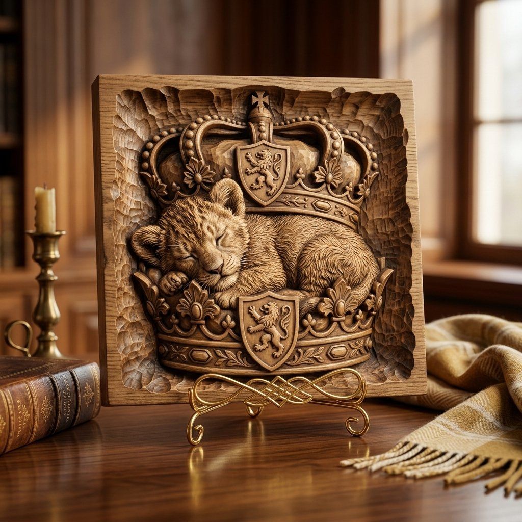 Jesus Sleeping Lion Cub Royal Crown CNC Relief STL bas-relief STL — view 15