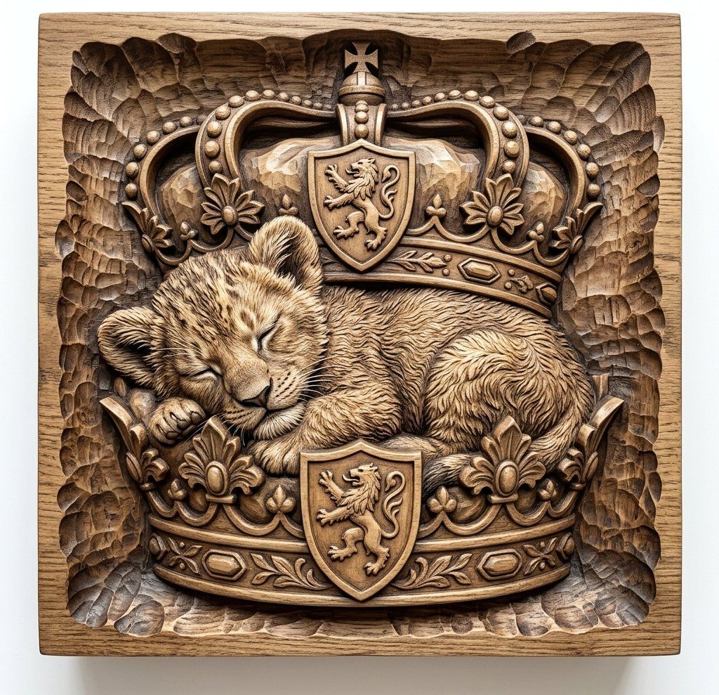 Jesus Sleeping Lion Cub Royal Crown CNC Relief STL bas-relief STL — view 12