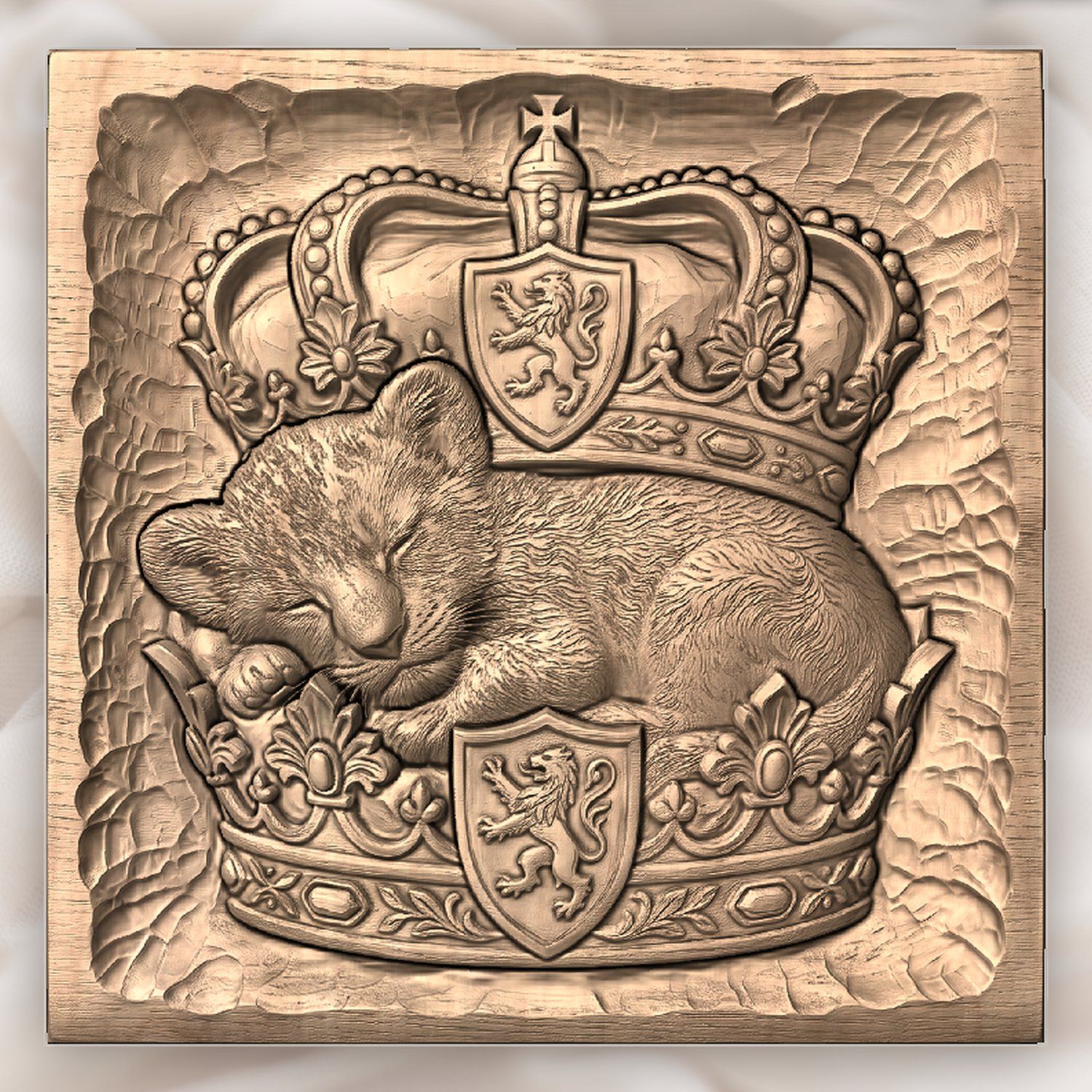 Jesus Sleeping Lion Cub Royal Crown CNC Relief STL bas-relief STL — view 4