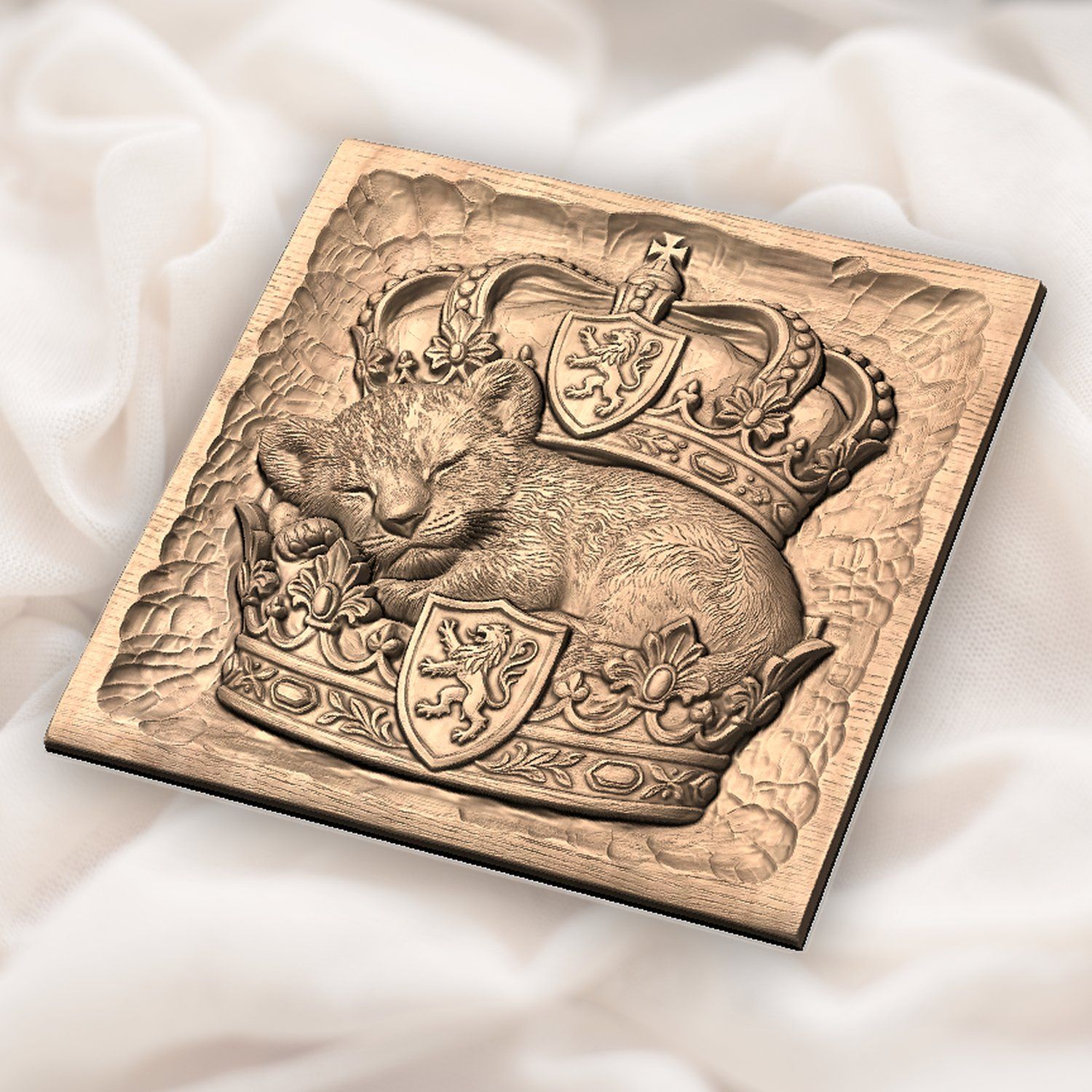 Jesus Sleeping Lion Cub Royal Crown CNC Relief STL bas-relief STL — view 5