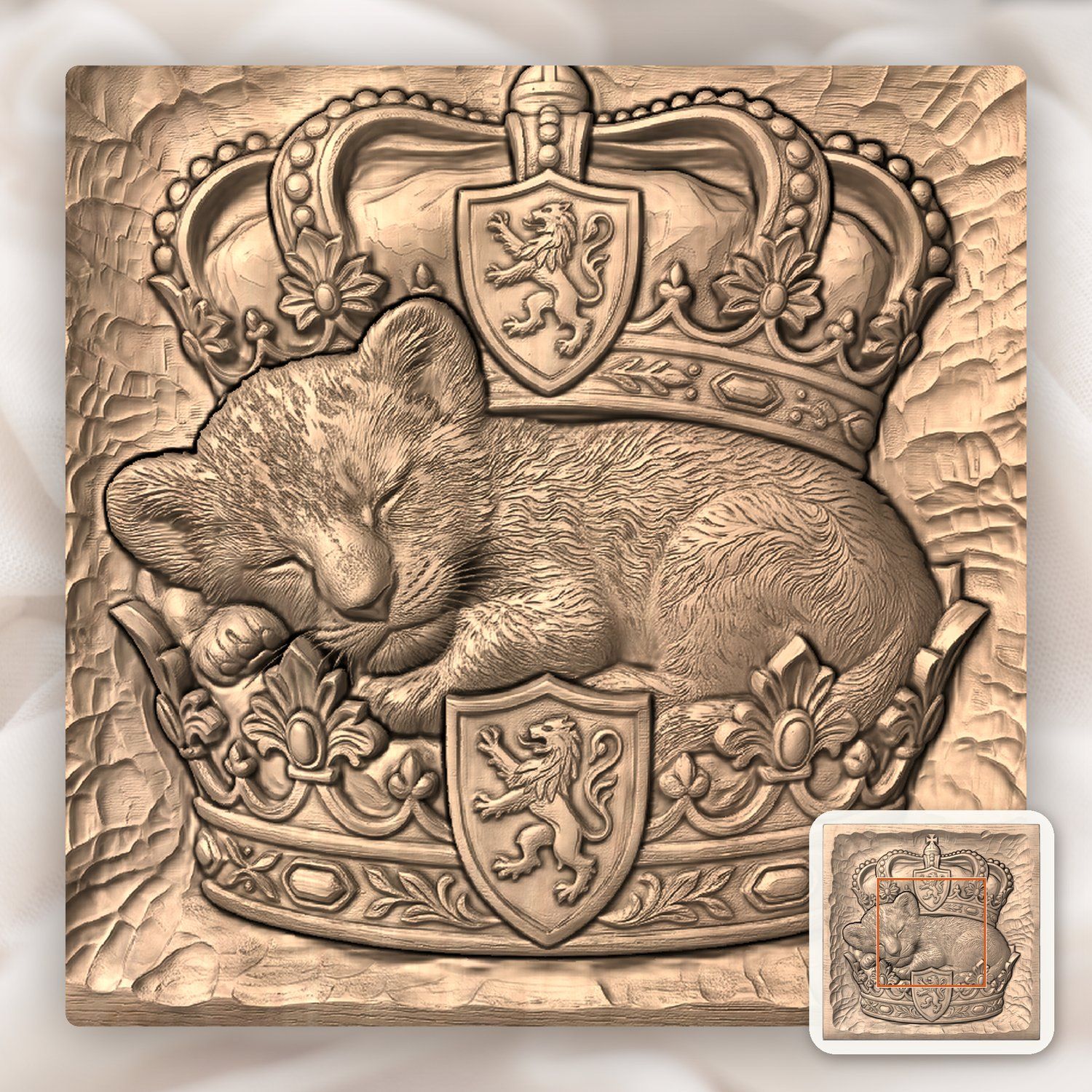 Jesus Sleeping Lion Cub Royal Crown CNC Relief STL bas-relief STL — view 6