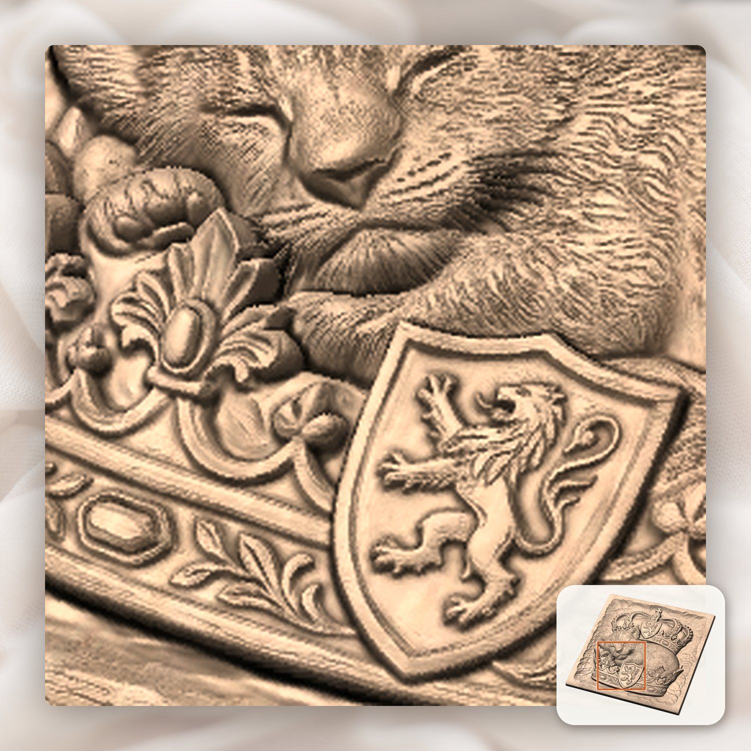 Jesus Sleeping Lion Cub Royal Crown CNC Relief STL bas-relief STL — view 9