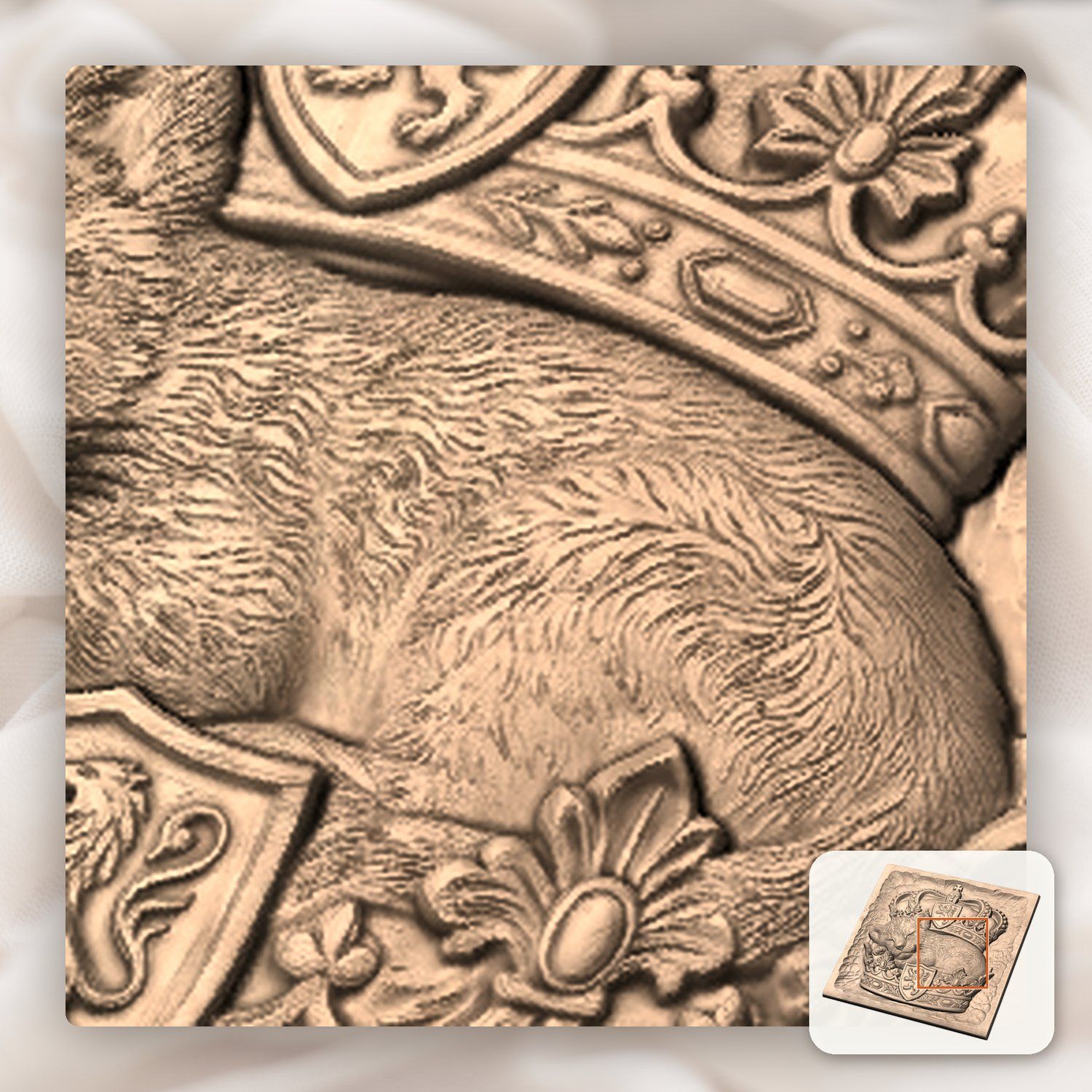 Jesus Sleeping Lion Cub Royal Crown CNC Relief STL bas-relief STL — view 10