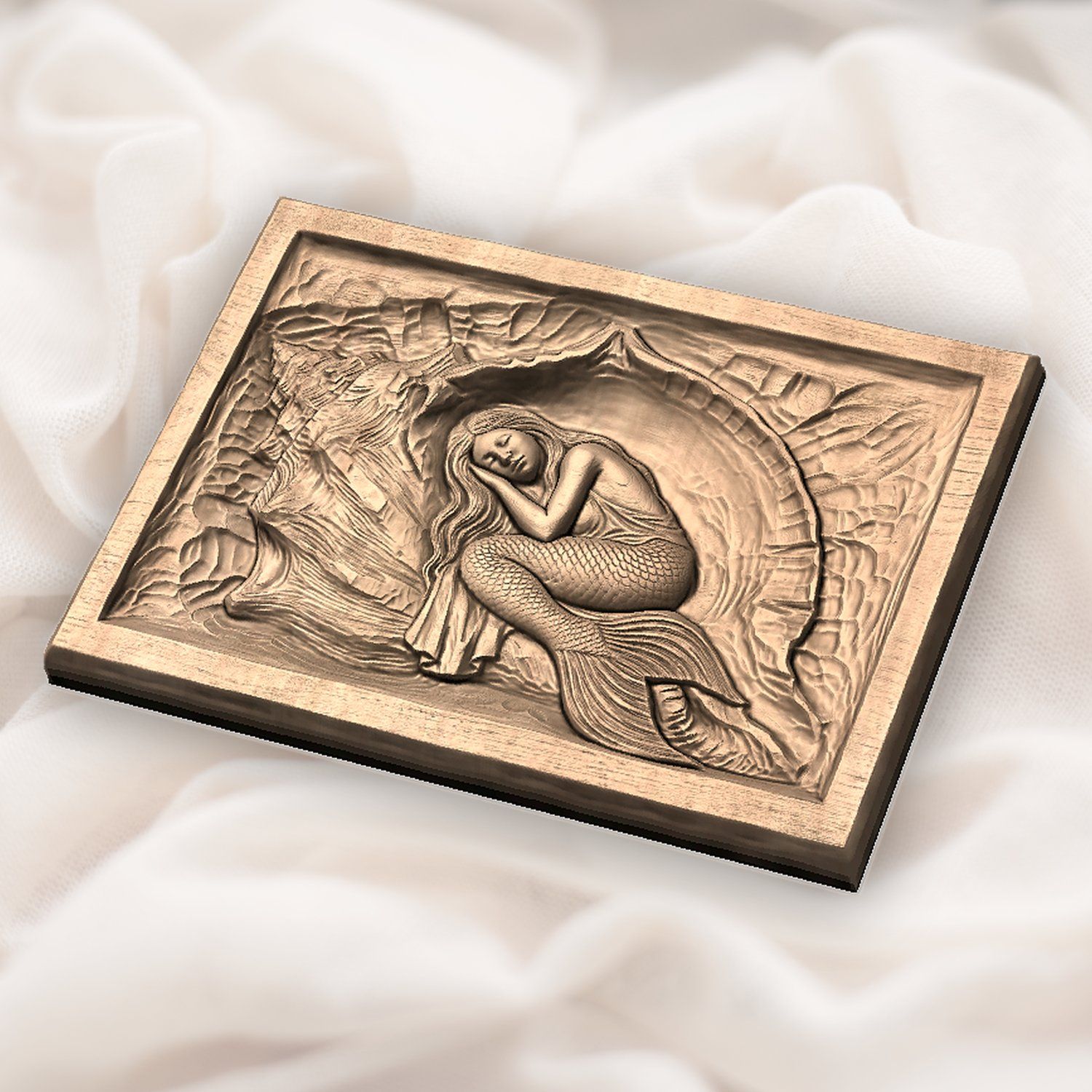 Sleeping Mermaid Conch Shell CNC Relief STL bas-relief STL — view 6