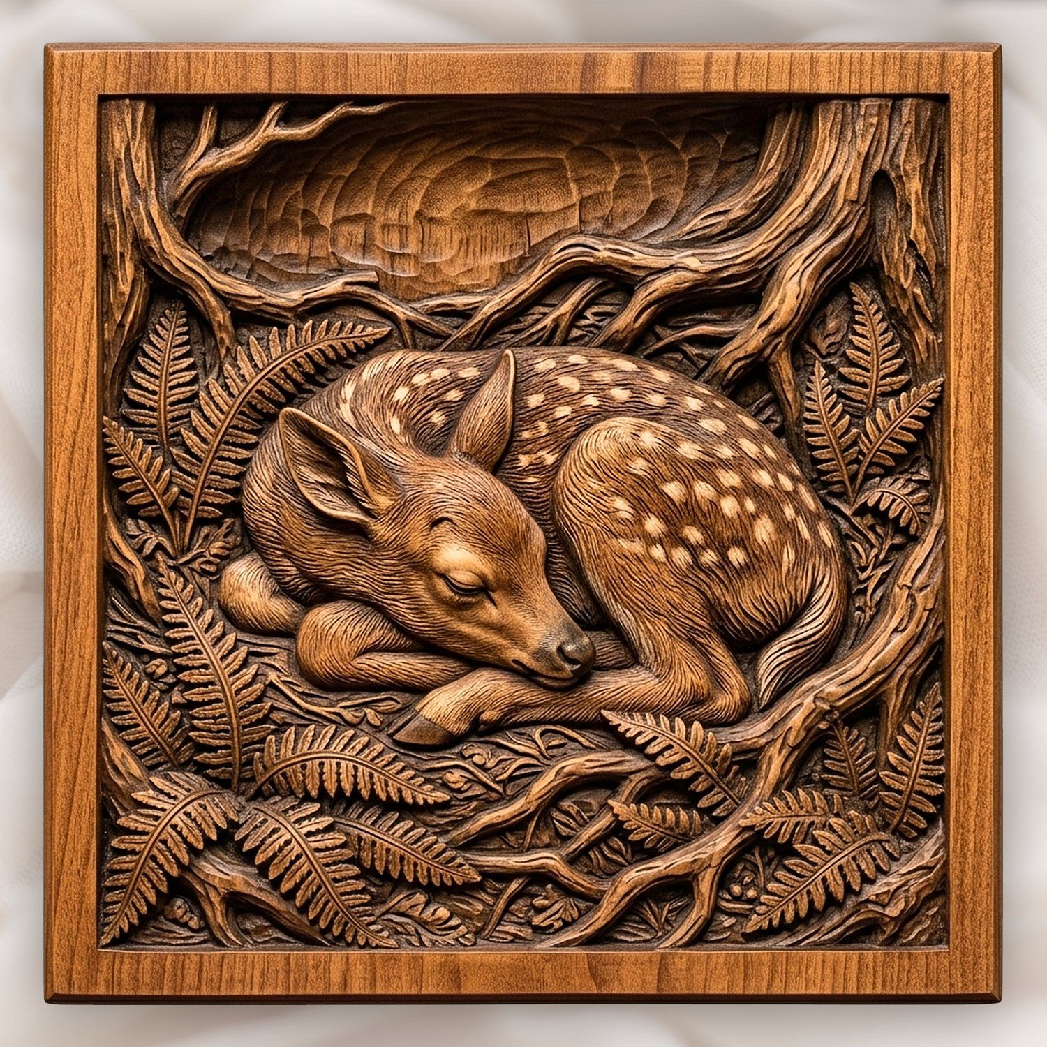 Sleeping Spotted Fawn CNC Relief STL bas-relief STL design