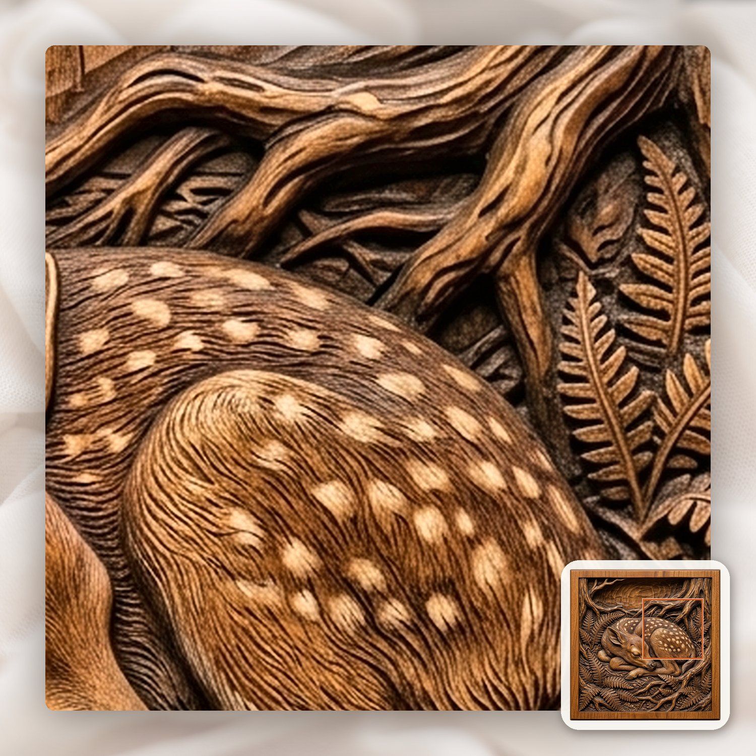 Sleeping Spotted Fawn CNC Relief STL bas-relief STL — view 12