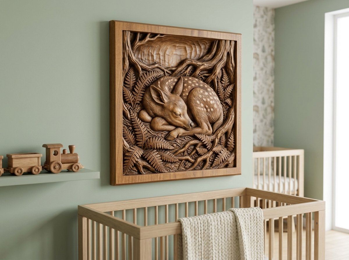 Sleeping Spotted Fawn CNC Relief STL bas-relief STL — view 14