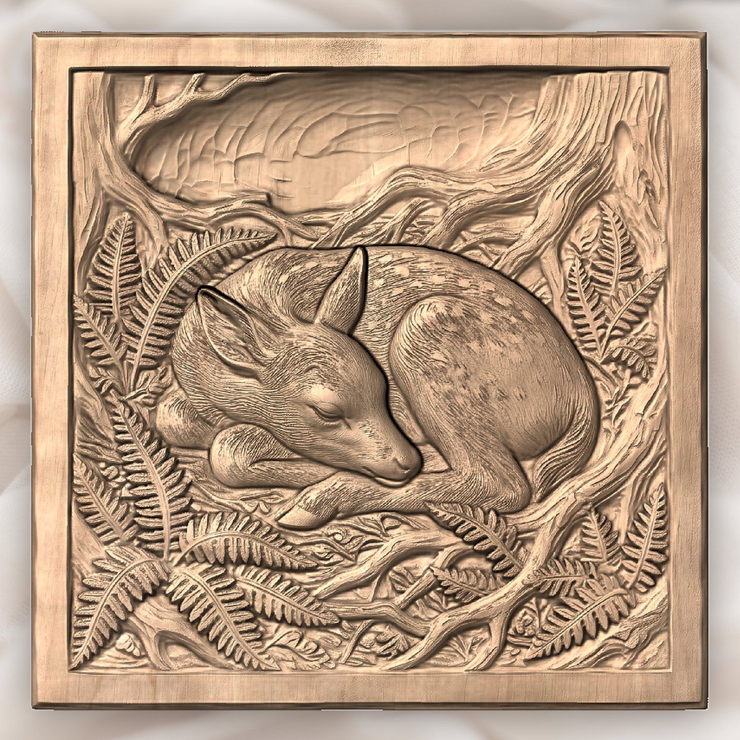 Sleeping Spotted Fawn CNC Relief STL bas-relief STL — view 5