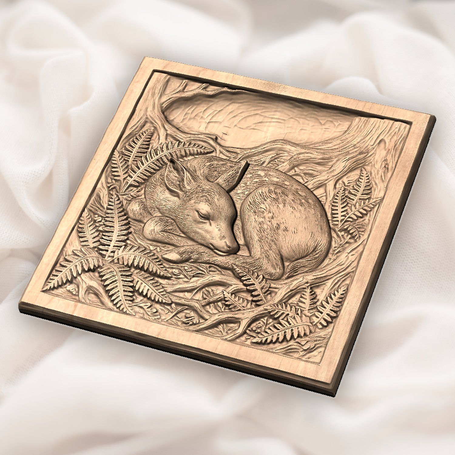 Sleeping Spotted Fawn CNC Relief STL bas-relief STL — view 6