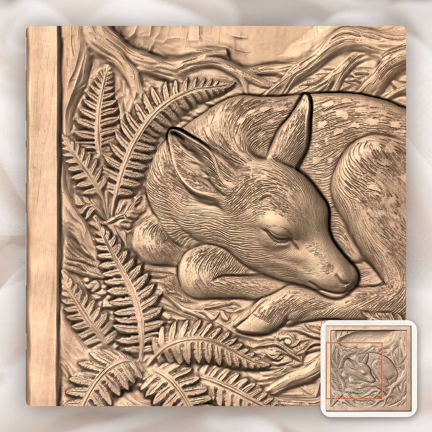 Sleeping Spotted Fawn CNC Relief STL bas-relief STL — view 7