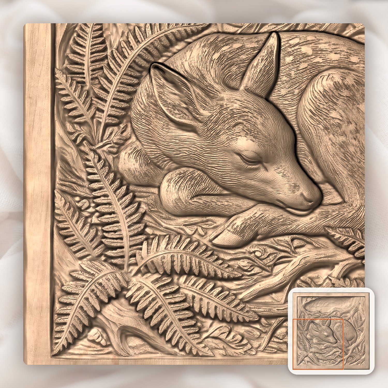 Sleeping Spotted Fawn CNC Relief STL bas-relief STL — view 8