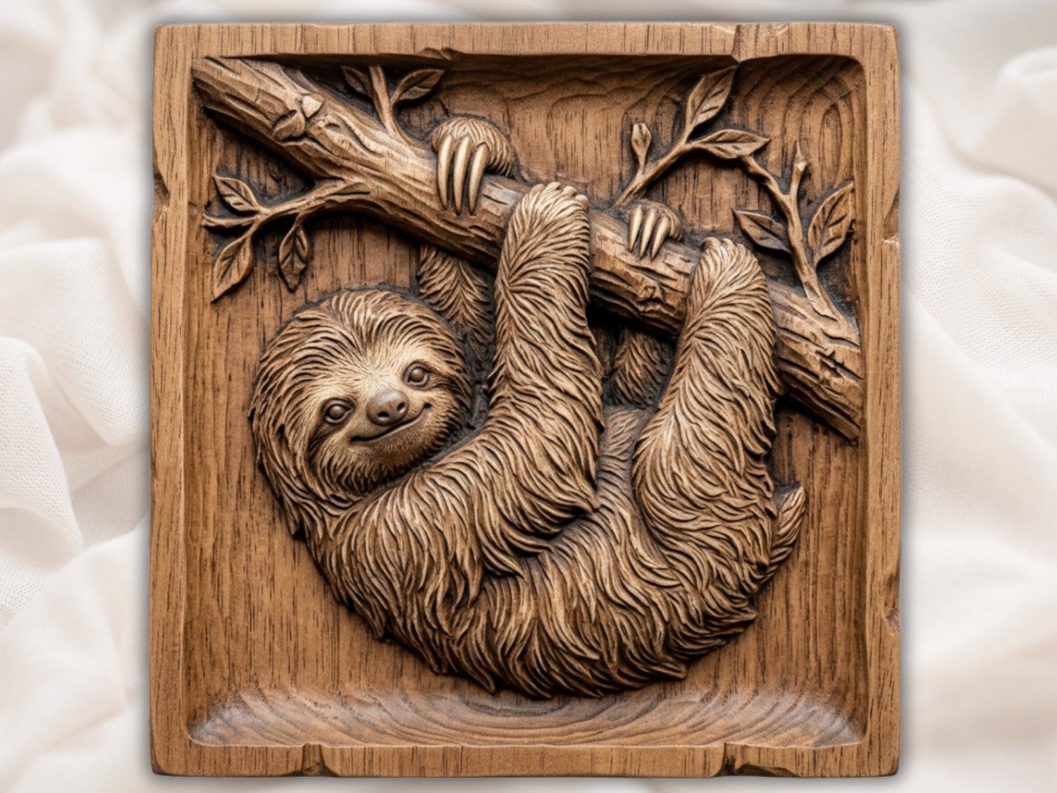 Sloth Hanging Wildlife Nature Scene CNC Relief STL bas-relief STL — view 2