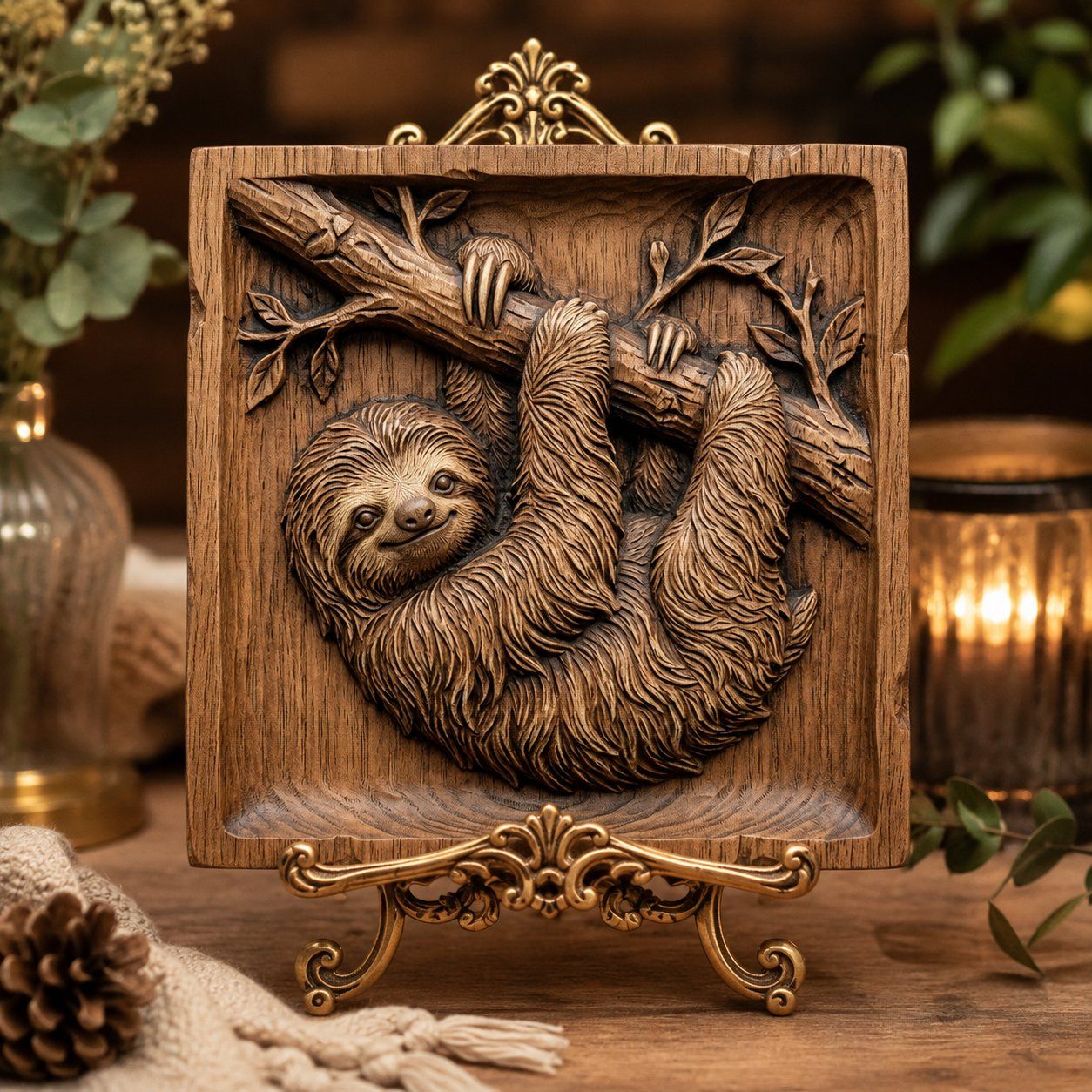 Sloth Hanging Wildlife Nature Scene CNC Relief STL bas-relief STL — view 6