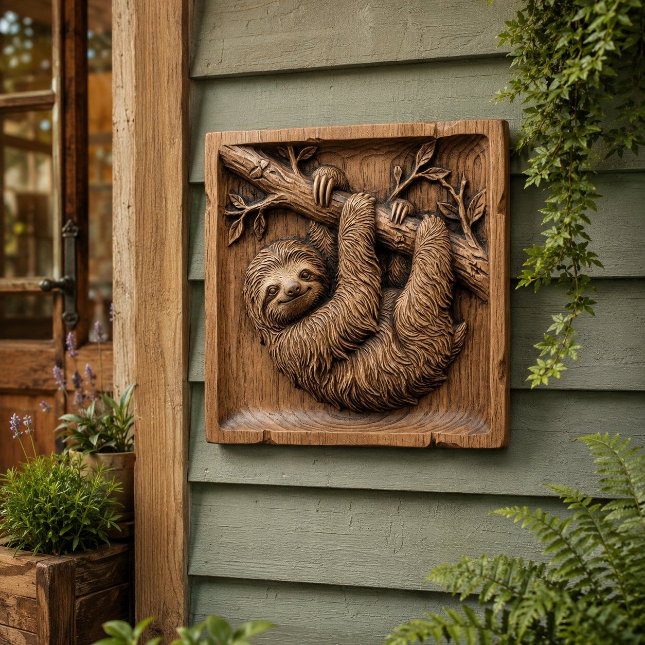 Sloth Hanging Wildlife Nature Scene CNC Relief STL bas-relief STL — view 7