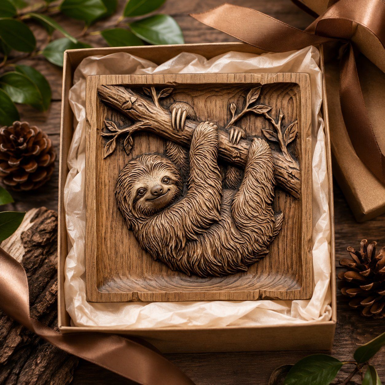 Sloth Hanging Wildlife Nature Scene CNC Relief STL bas-relief STL — view 8