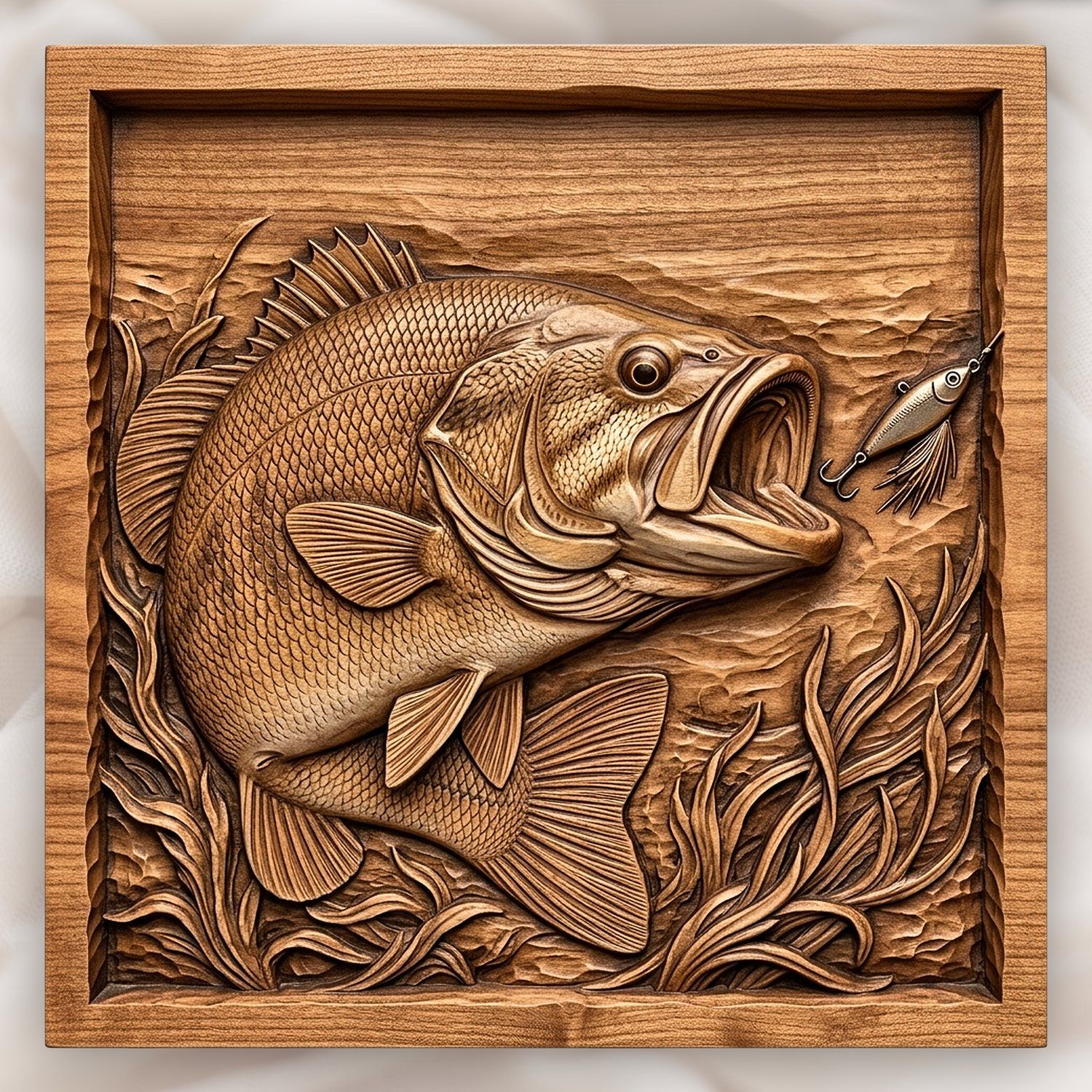 Smallmouth Bass Chasing Lure CNC Relief STL bas-relief STL design
