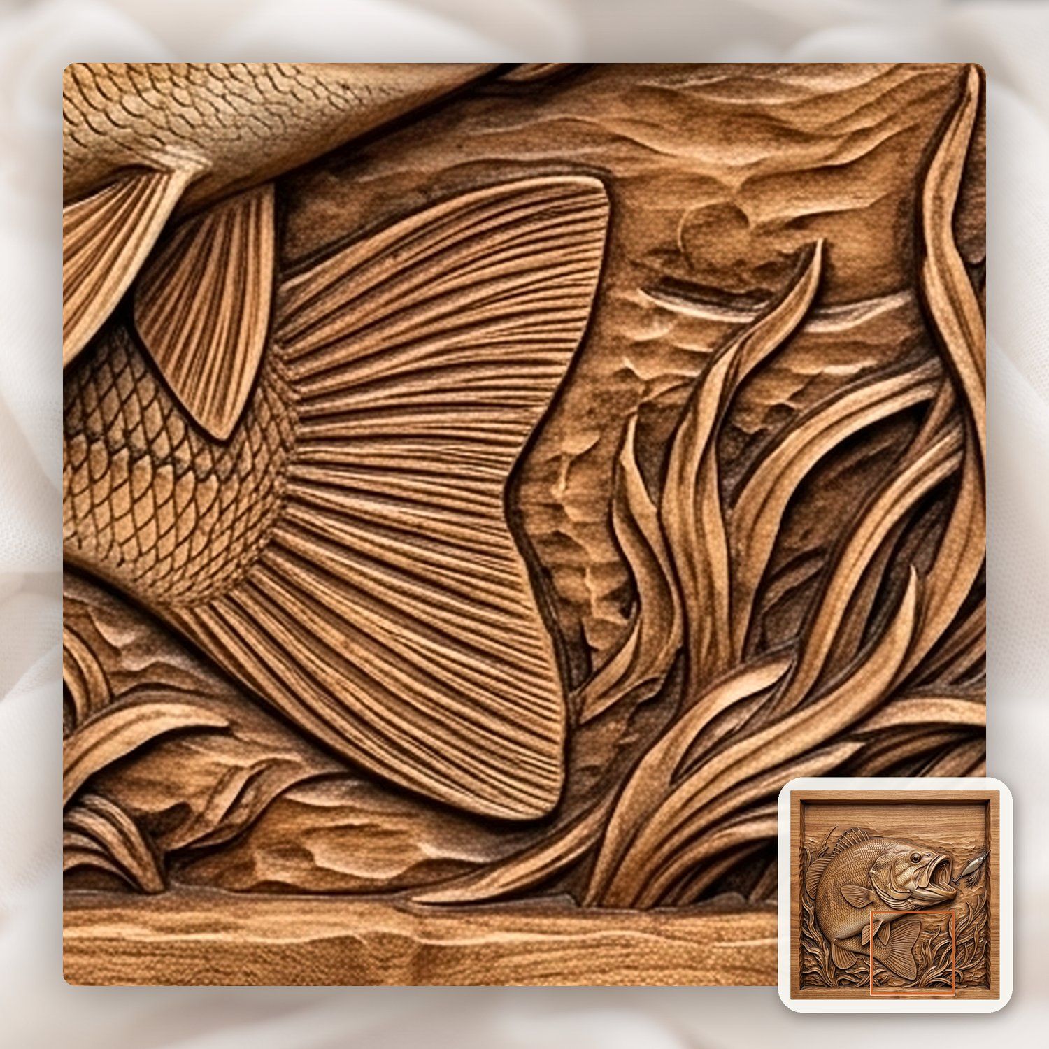Smallmouth Bass Chasing Lure CNC Relief STL bas-relief STL — view 11