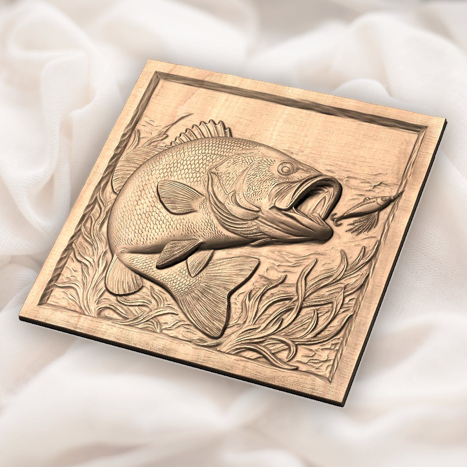 Smallmouth Bass Chasing Lure CNC Relief STL bas-relief STL — view 5