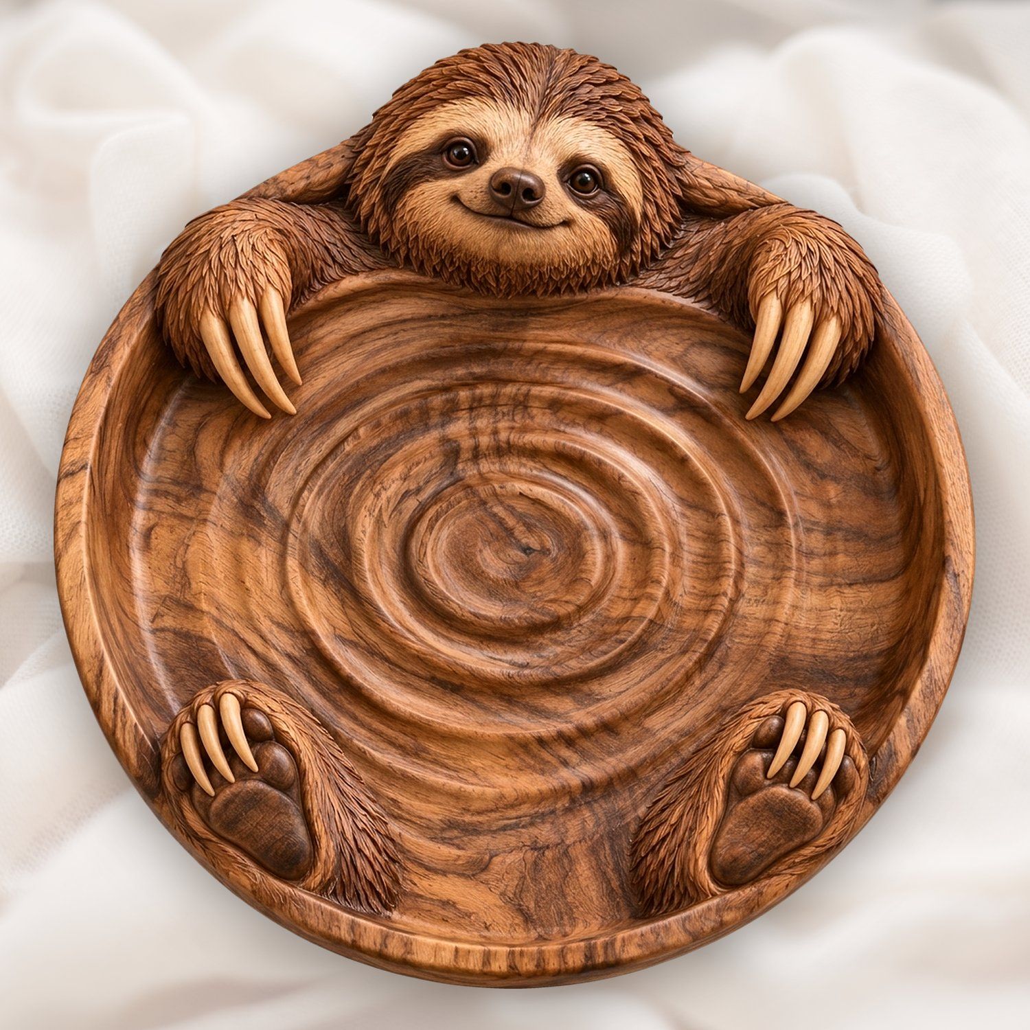 Smiling Sloth Bathing Tray CNC Relief STL | Animal Valet Bowl Design