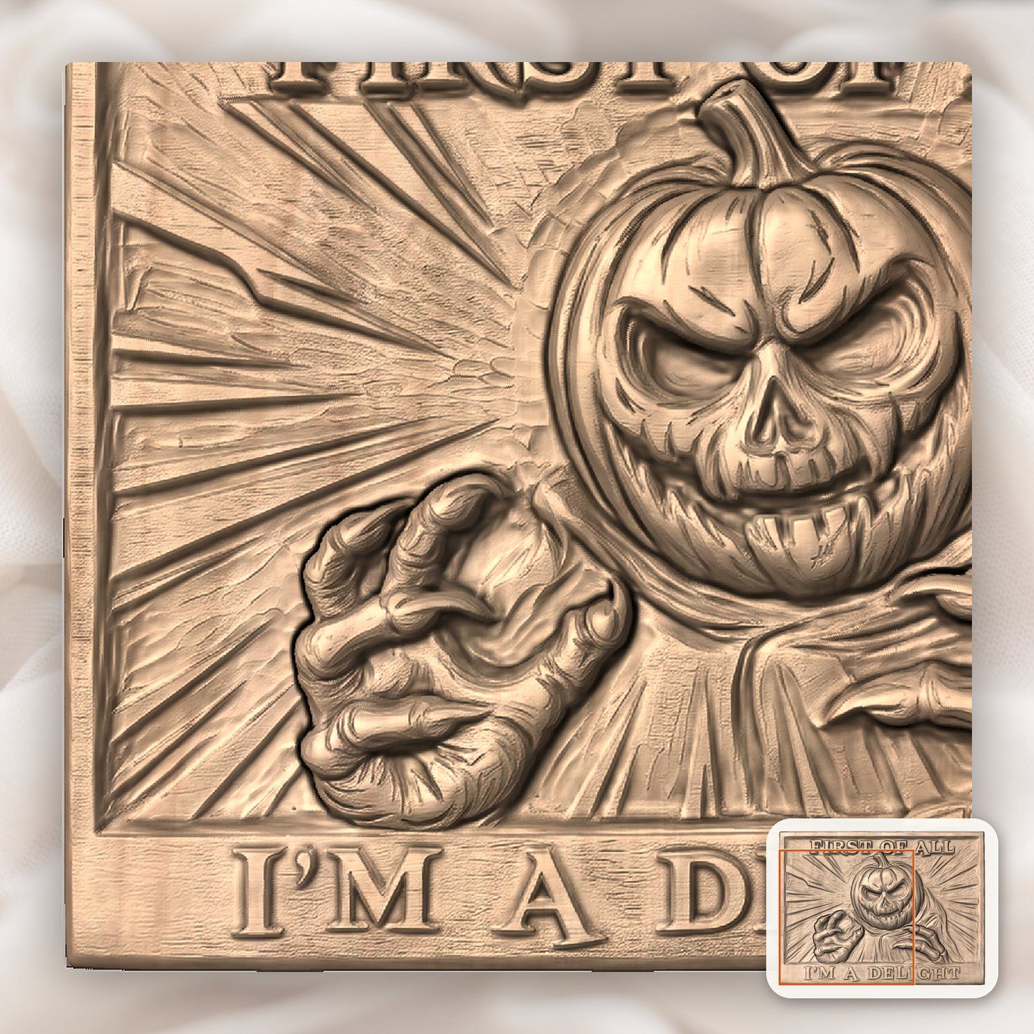 Snarky Halloween Pumpkin Monster CNC Relief STL bas-relief STL — view 7