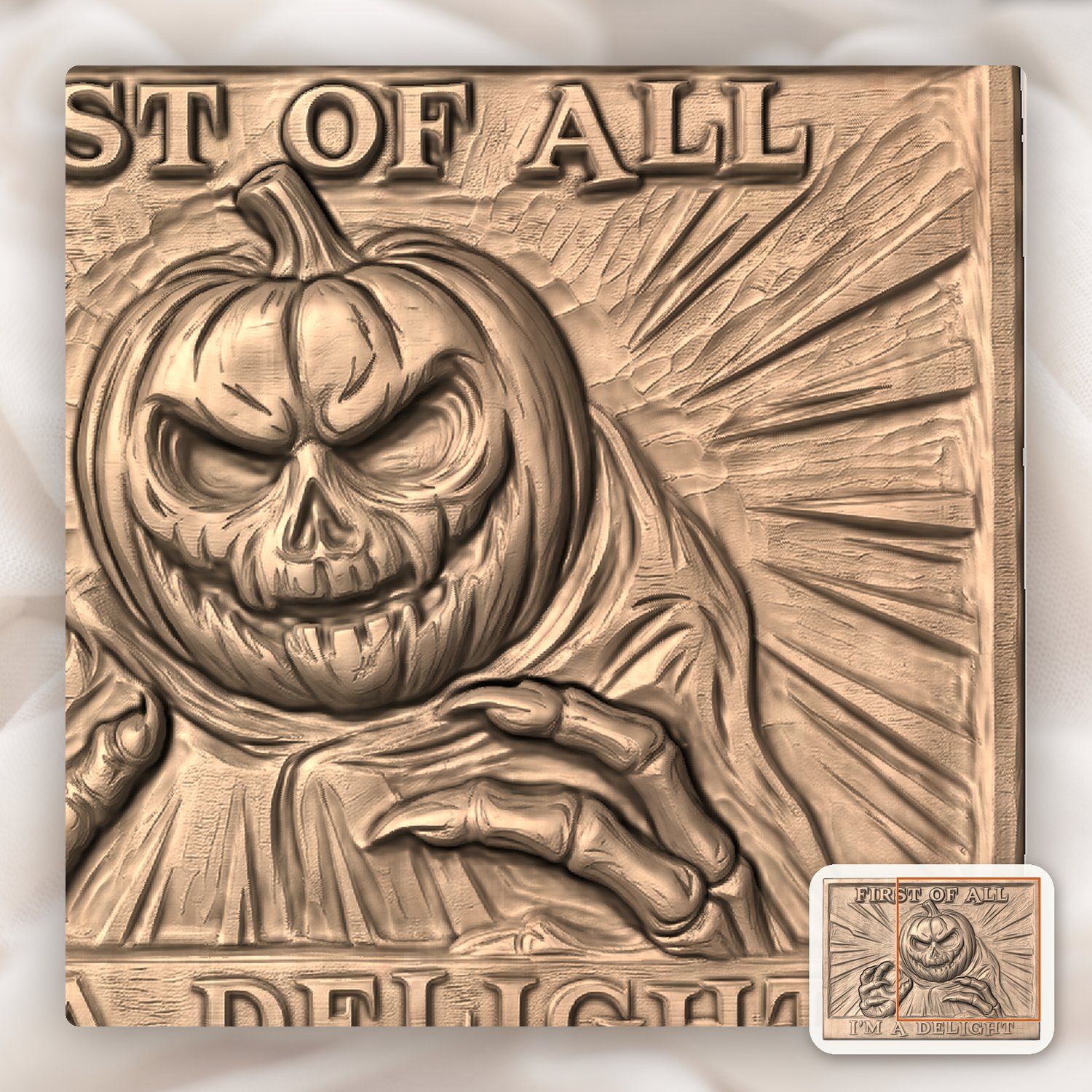 Snarky Halloween Pumpkin Monster CNC Relief STL bas-relief STL — view 8