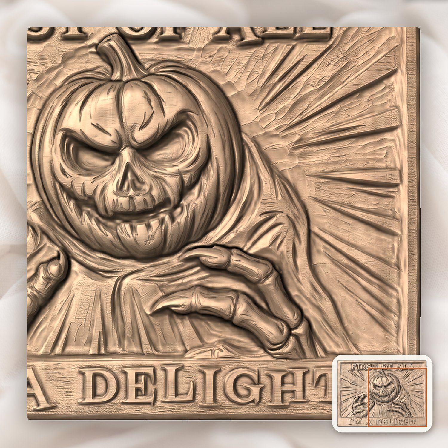 Snarky Halloween Pumpkin Monster CNC Relief STL bas-relief STL — view 9