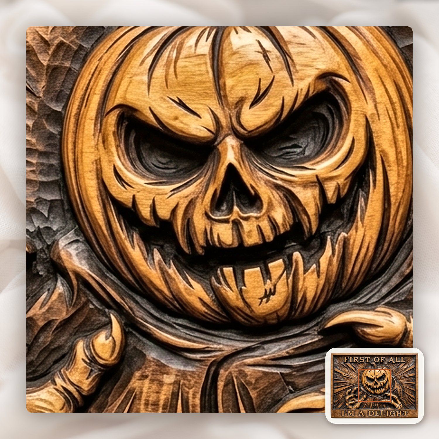 Snarky Halloween Pumpkin Monster CNC Relief STL bas-relief STL — view 10