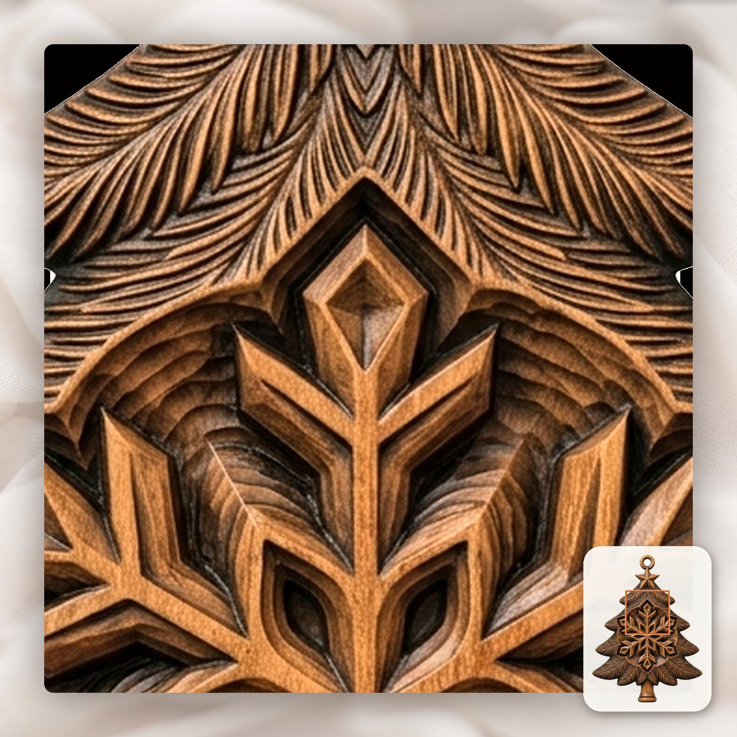 Snowflake Star Christmas Tree Ornament CNC Relief STL bas-relief STL — view 12