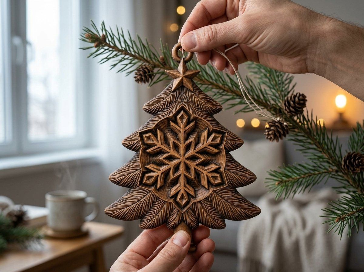 Snowflake Star Christmas Tree Ornament CNC Relief STL bas-relief STL design