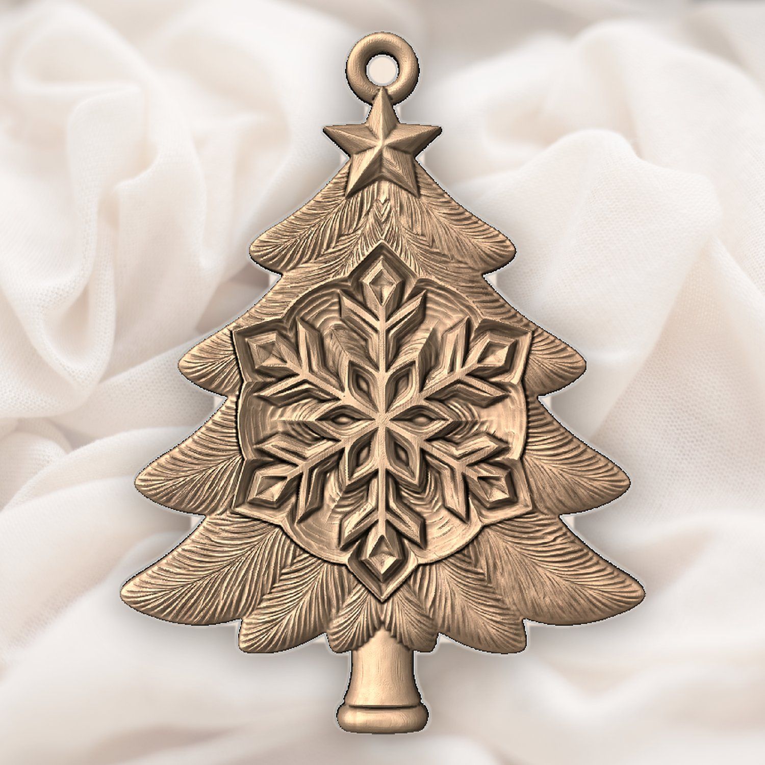 Snowflake Star Christmas Tree Ornament CNC Relief STL bas-relief STL — view 5