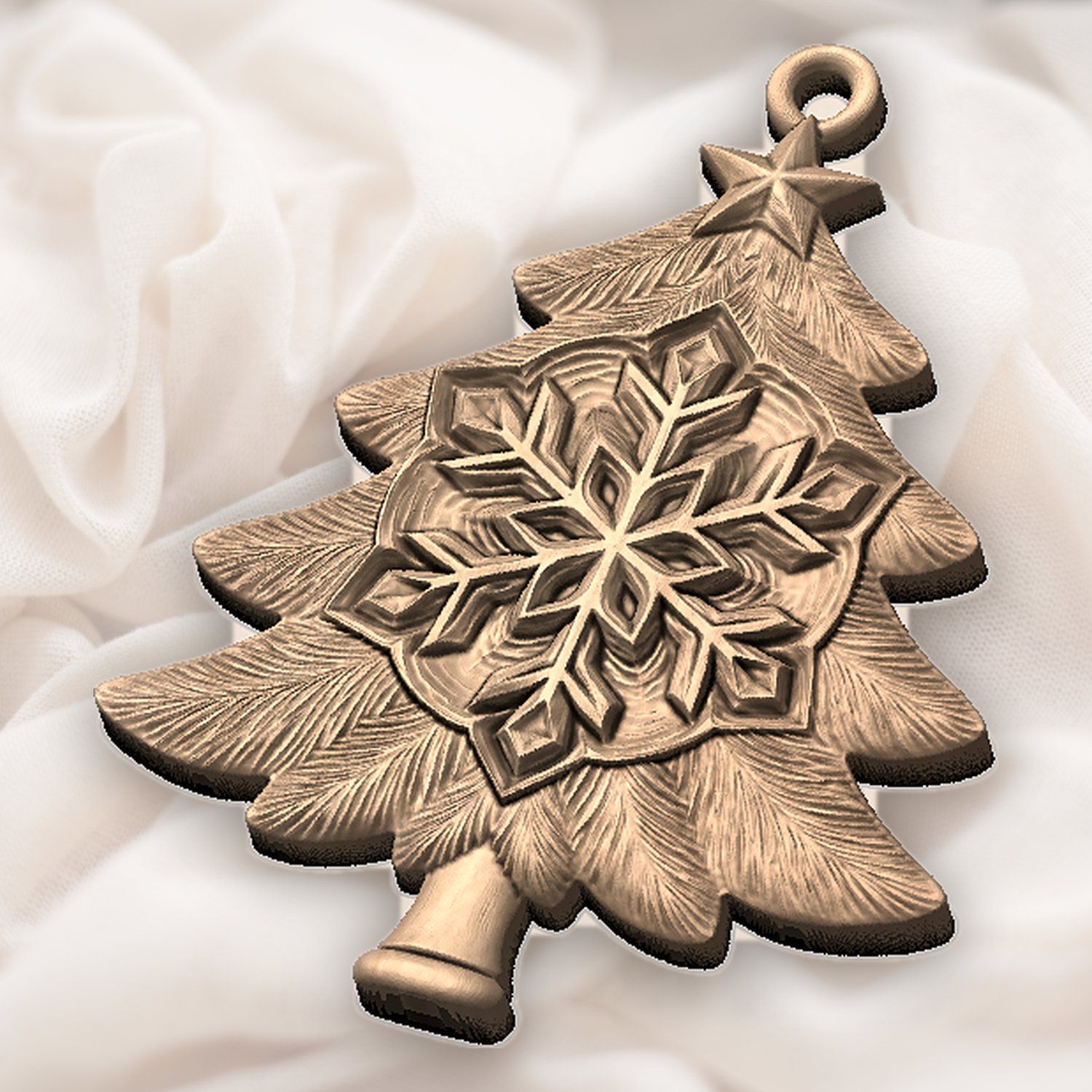Snowflake Star Christmas Tree Ornament CNC Relief STL bas-relief STL — view 6