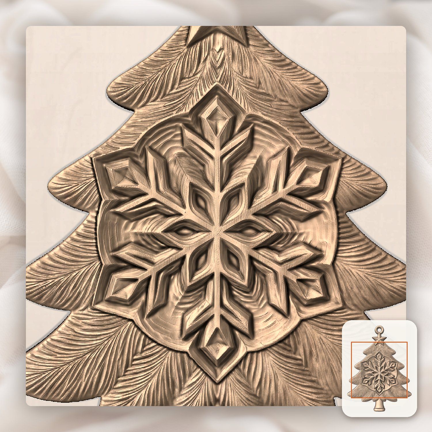 Snowflake Star Christmas Tree Ornament CNC Relief STL bas-relief STL — view 7