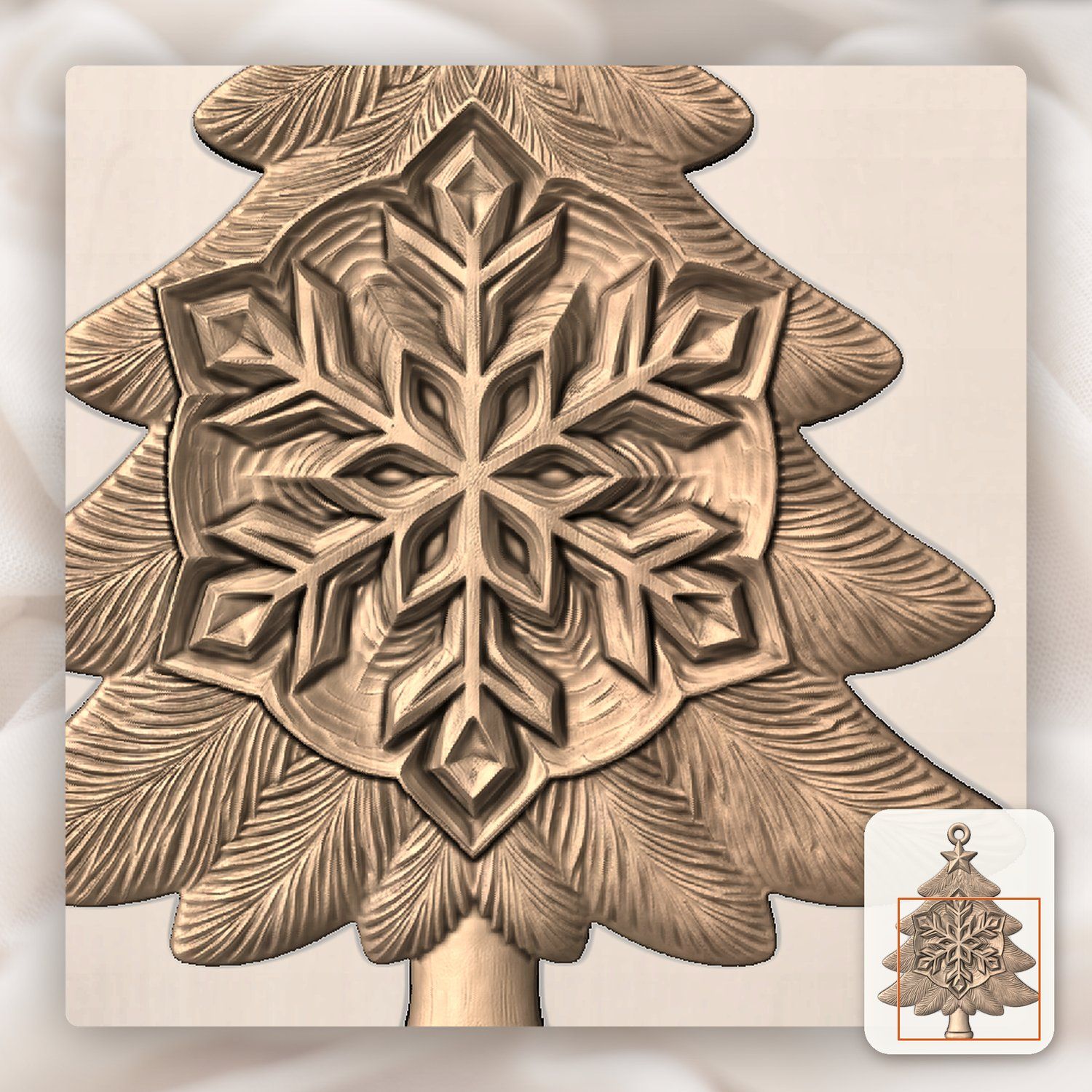 Snowflake Star Christmas Tree Ornament CNC Relief STL bas-relief STL — view 9