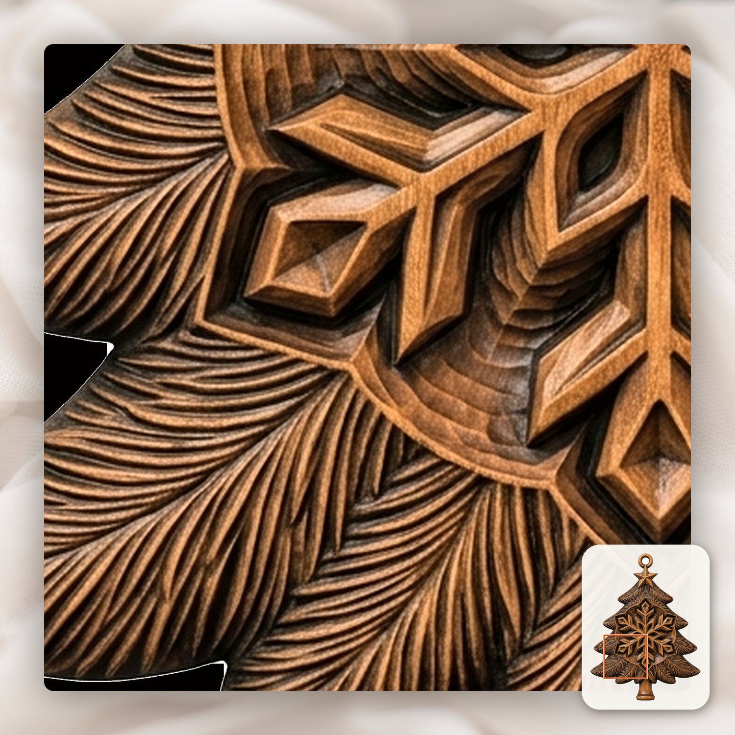 Snowflake Star Christmas Tree Ornament CNC Relief STL bas-relief STL — view 11