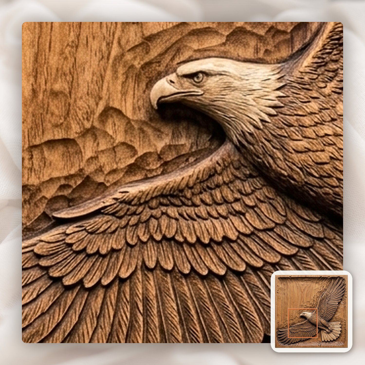 Soaring Bald Eagle Flight CNC Relief STL bas-relief STL — view 11