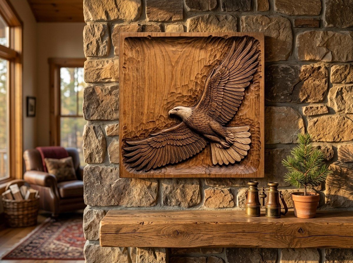 Soaring Bald Eagle Flight CNC Relief STL bas-relief STL — view 12
