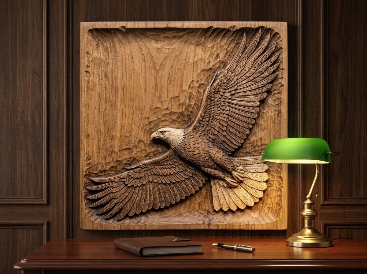 Soaring Bald Eagle Flight CNC Relief STL bas-relief STL — view 13