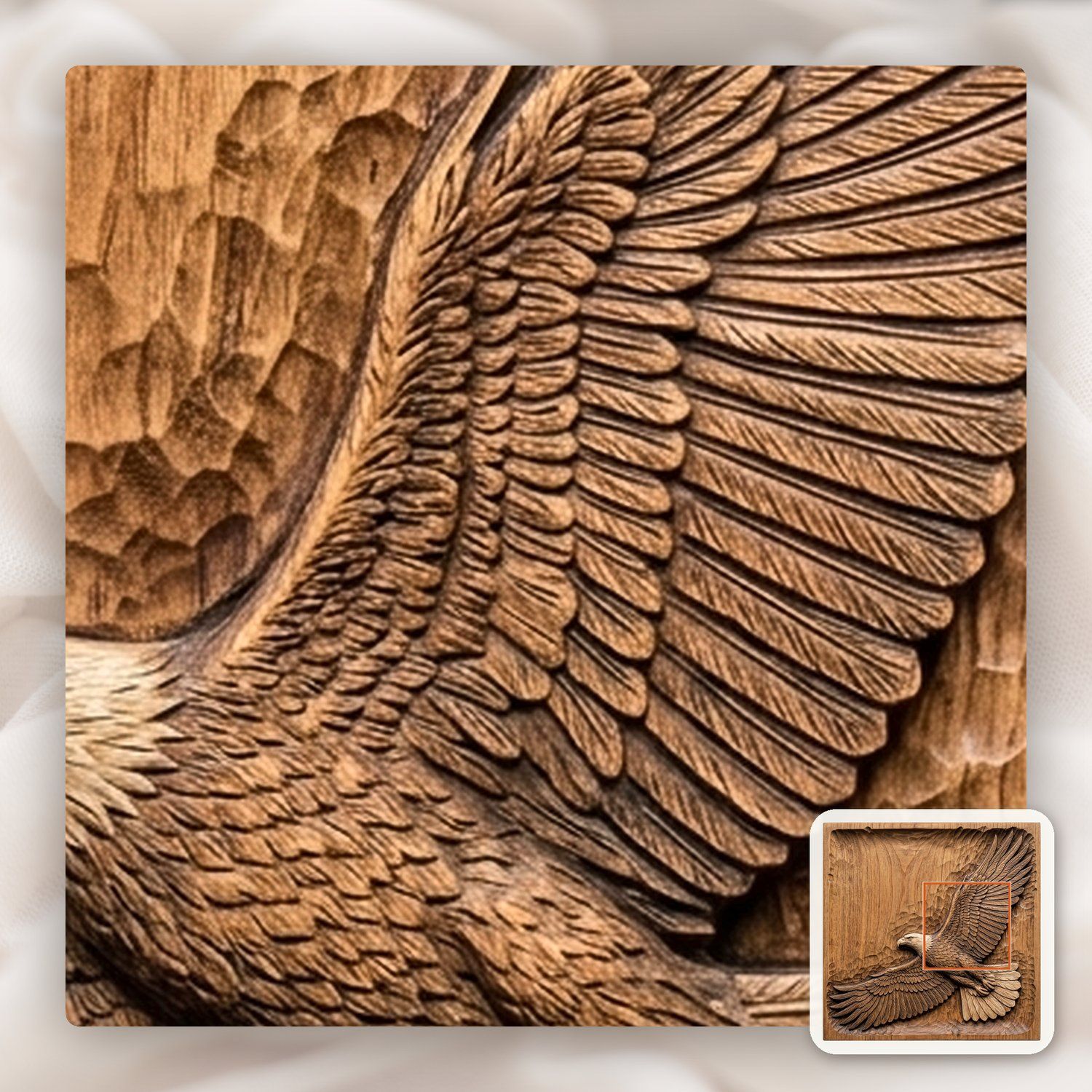 Soaring Bald Eagle Flight CNC Relief STL bas-relief STL — view 10