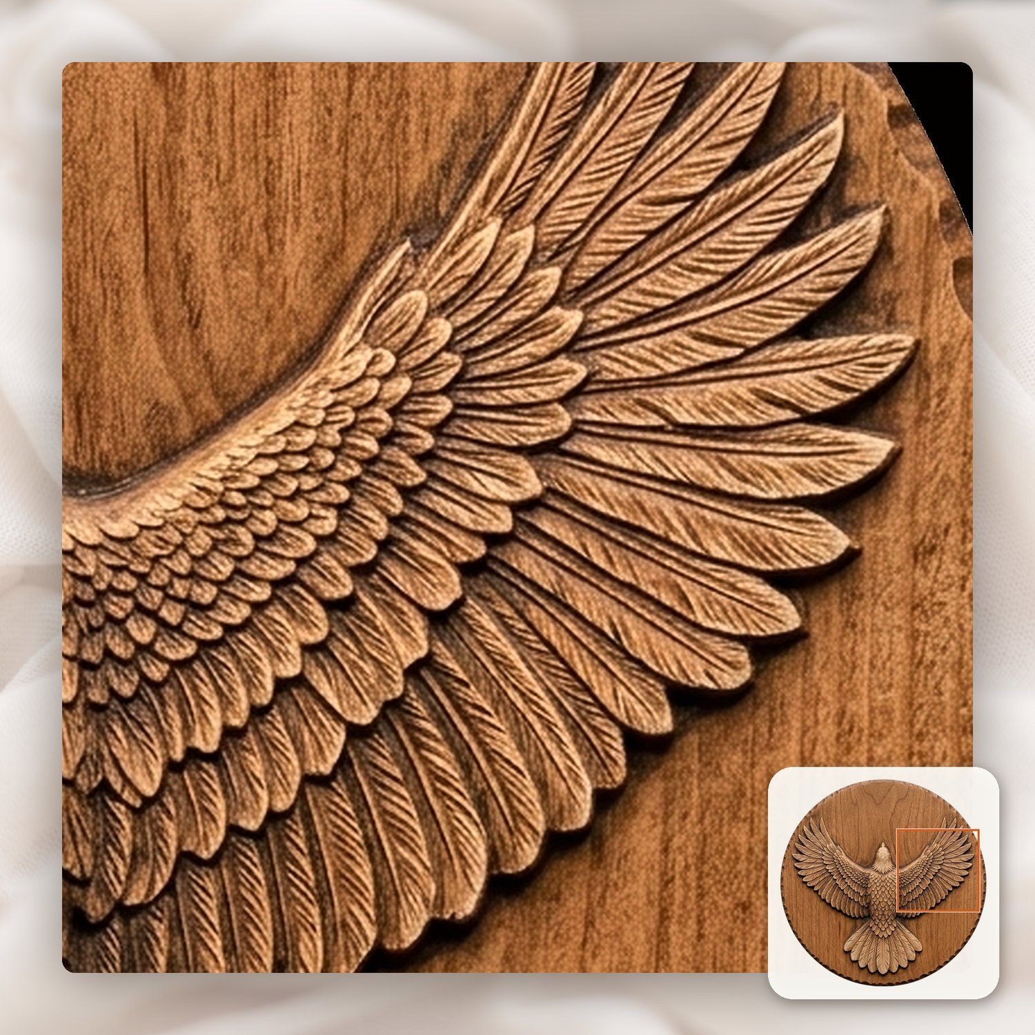 Soaring Bald Eagle Wingspan CNC Relief STL bas-relief STL — view 11