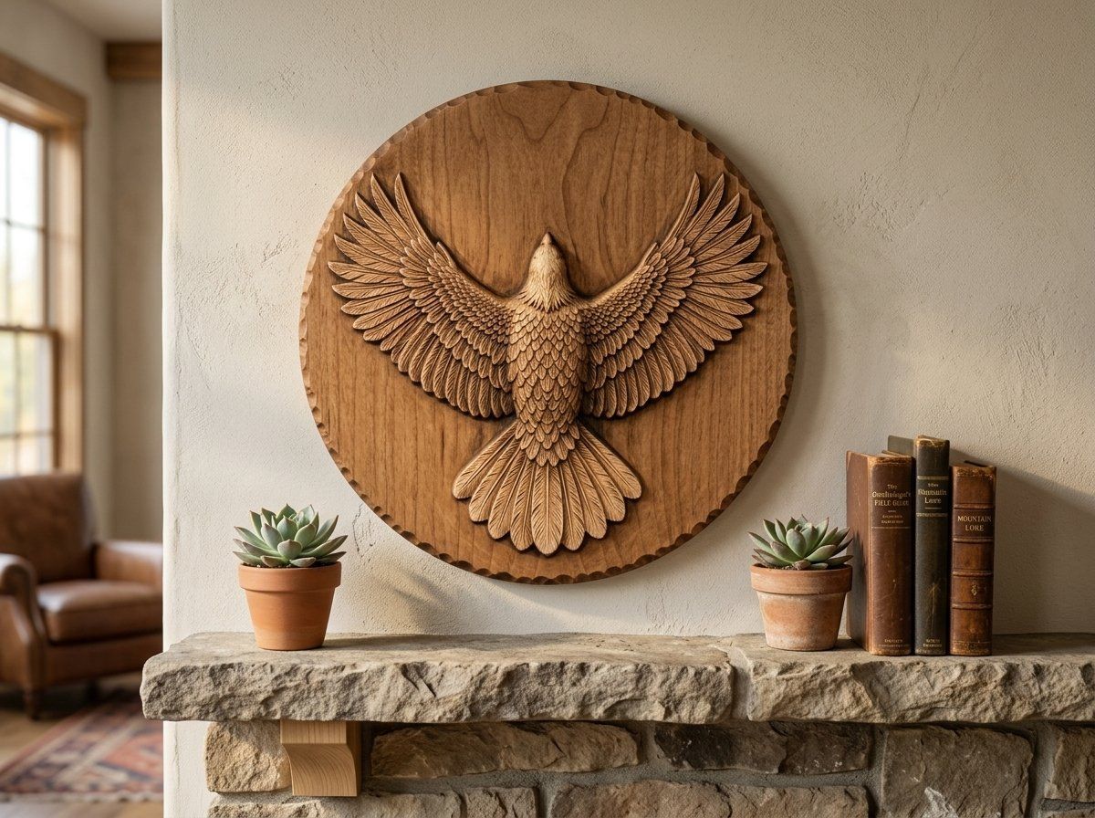 Soaring Bald Eagle Wingspan CNC Relief STL bas-relief STL — view 12