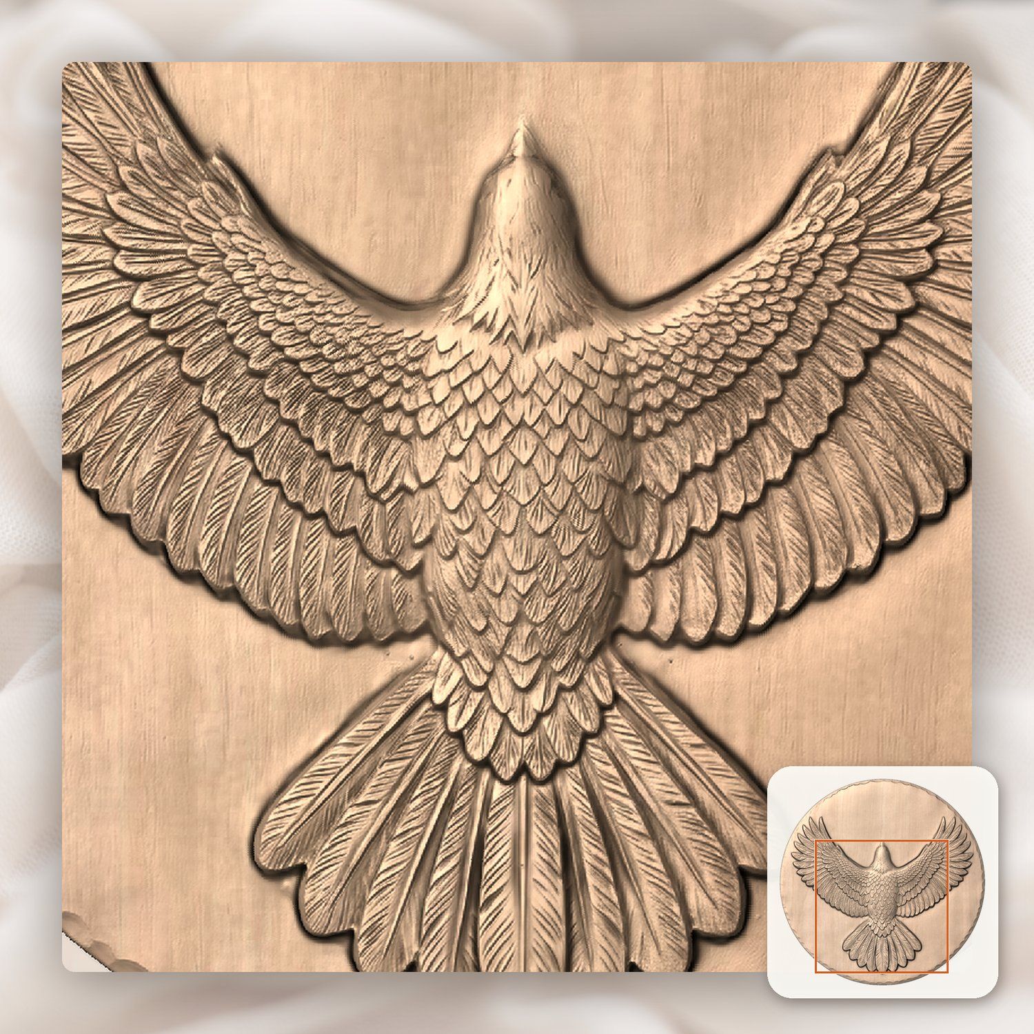 Soaring Bald Eagle Wingspan CNC Relief STL bas-relief STL — view 6