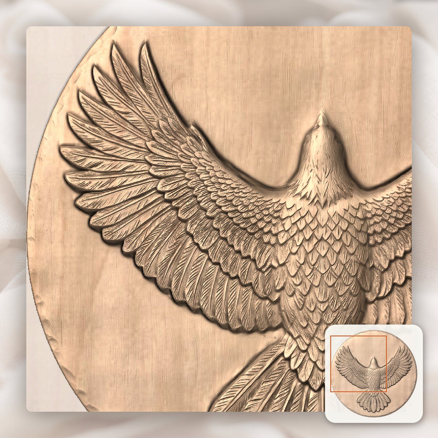 Soaring Bald Eagle Wingspan CNC Relief STL bas-relief STL — view 7