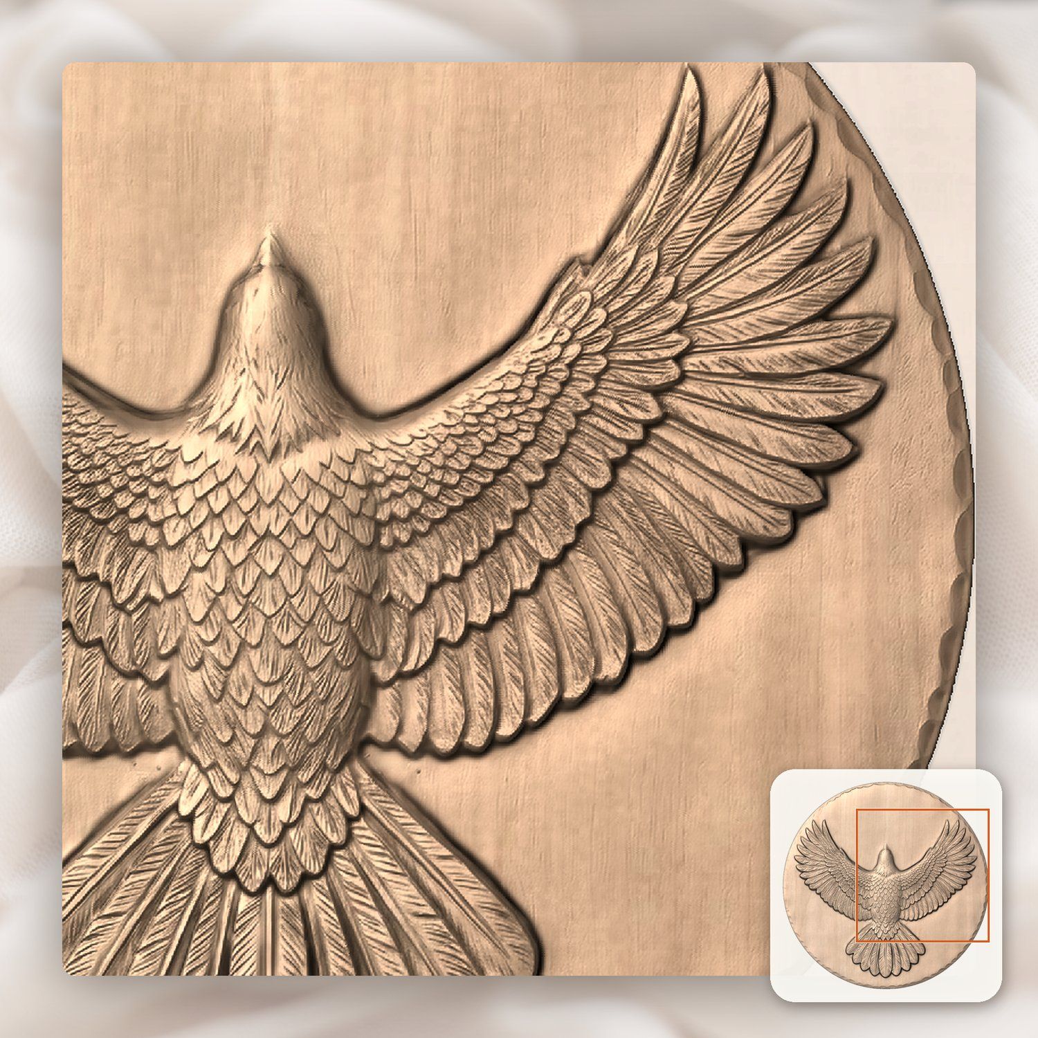 Soaring Bald Eagle Wingspan CNC Relief STL bas-relief STL — view 8