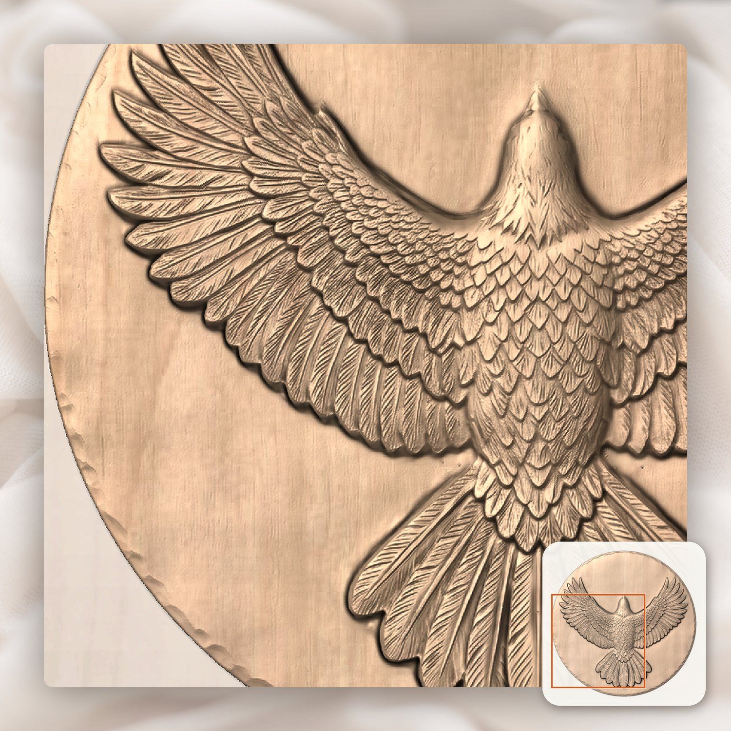 Soaring Bald Eagle Wingspan CNC Relief STL bas-relief STL — view 9